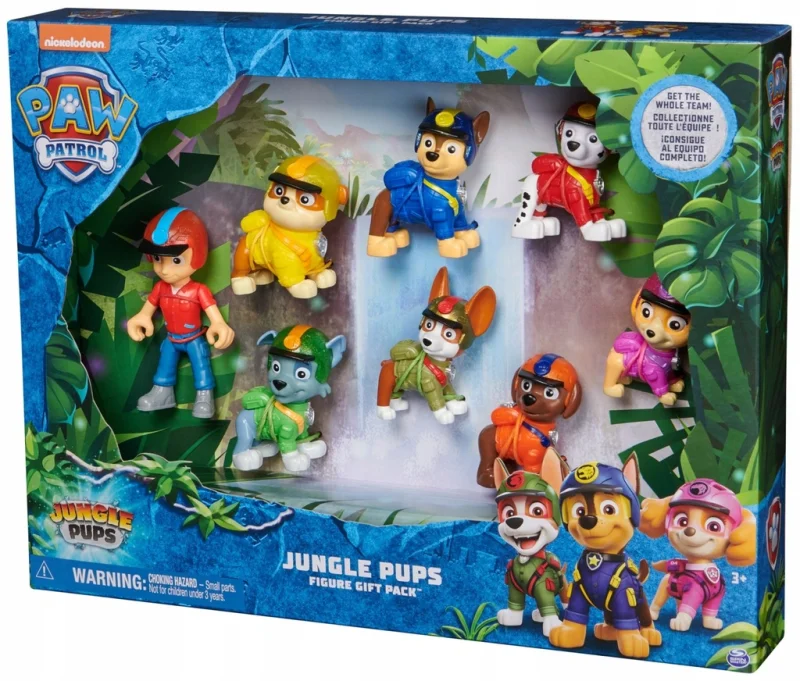 PSI PATROL JUNGLE PUPS DUŻY ZESTAW 8 FIGUREK RYDER + PIESKI