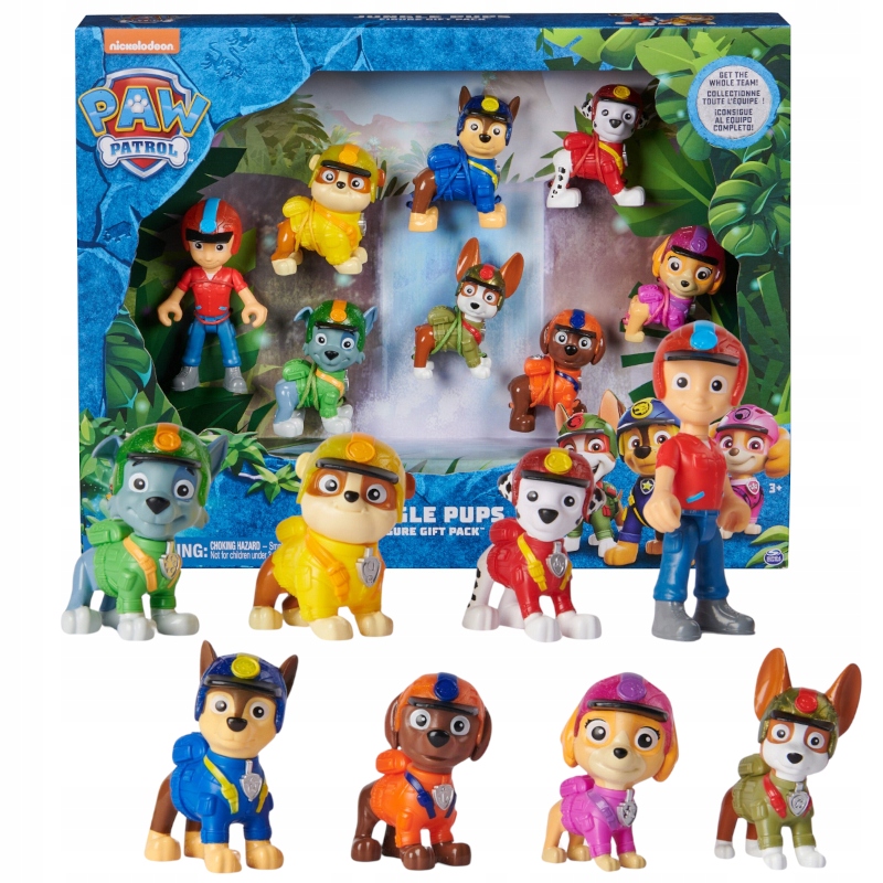 PSI PATROL JUNGLE PUPS DUŻY ZESTAW 8 FIGUREK RYDER + PIESKI
