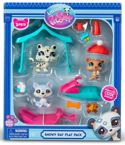 LITTLEST PET SHOP Zestaw SNOWY DAY FIGURKI + AKCESORIA HASBRO 3 x FIGURKA