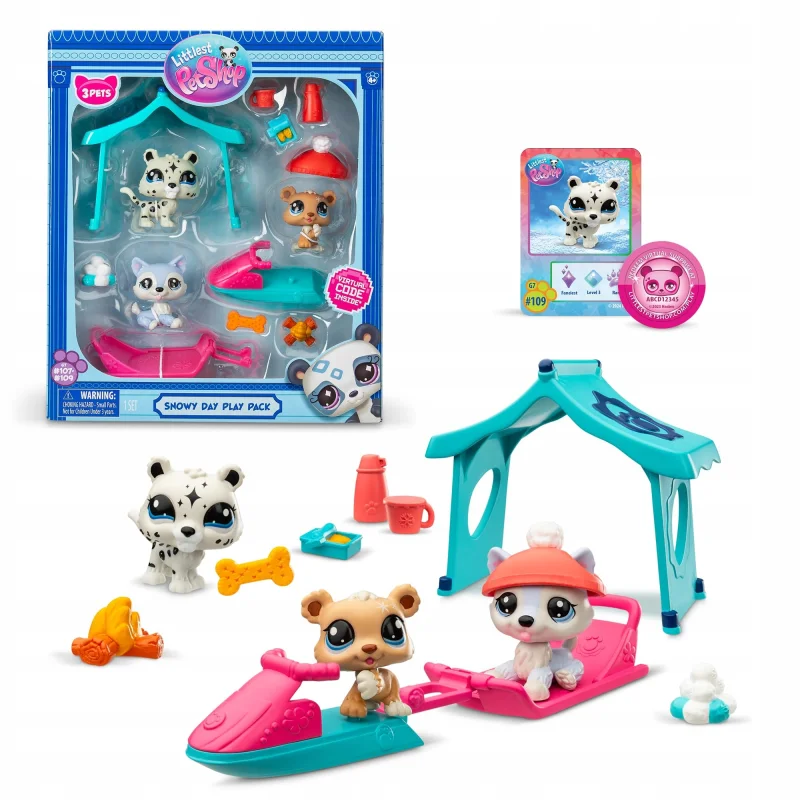 LITTLEST PET SHOP Zestaw SNOWY DAY FIGURKI + AKCESORIA HASBRO 3 x FIGURKA