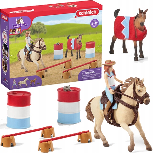 SCHLEICH HORSE CLUB PIERWSZE KROKI NA RANCZU 72157 FIGURKI KONIE PRZESZKODY