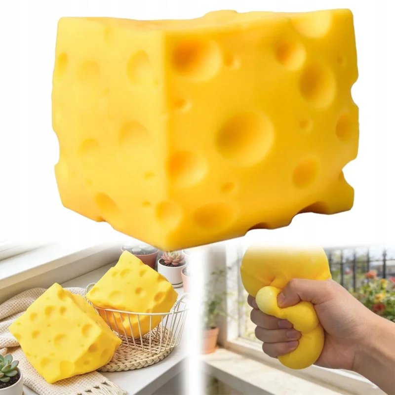 SER ŻÓŁTY GNIOTEK ANTYSTRESOWY STRESU Miękki Sensoryczny Relaks CHEESE 5 CM