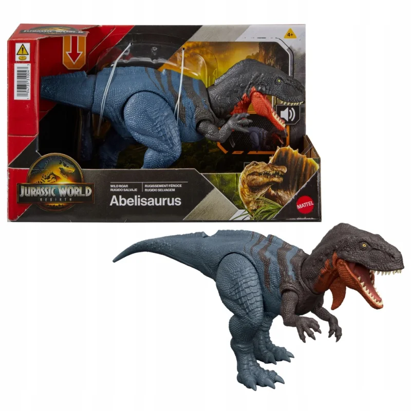 JURASSIC WORLD ODRODZENIE FIGURKA RYCZĄCY DINOZAUR ABELIZAUR 25 CM DŹWIĘK