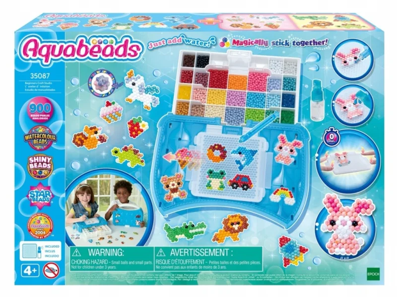 AQUABEADS ZESTAW KREATYWNY 900 KORALIKÓW + WALIZKA KORALIKI NA WODĘ LEW