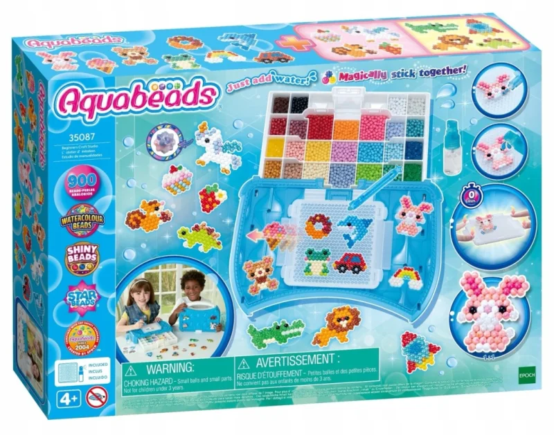 AQUABEADS ZESTAW KREATYWNY 900 KORALIKÓW + WALIZKA KORALIKI NA WODĘ LEW