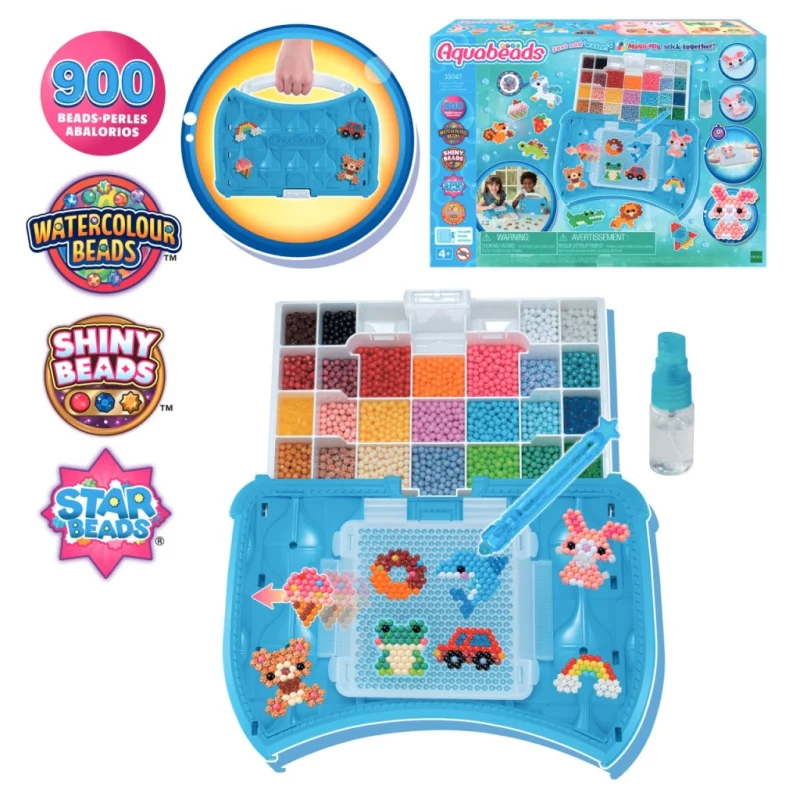 AQUABEADS ZESTAW KREATYWNY 900 KORALIKÓW + WALIZKA KORALIKI NA WODĘ LEW