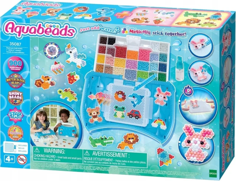 AQUABEADS ZESTAW KREATYWNY 900 KORALIKÓW + WALIZKA KORALIKI NA WODĘ LEW