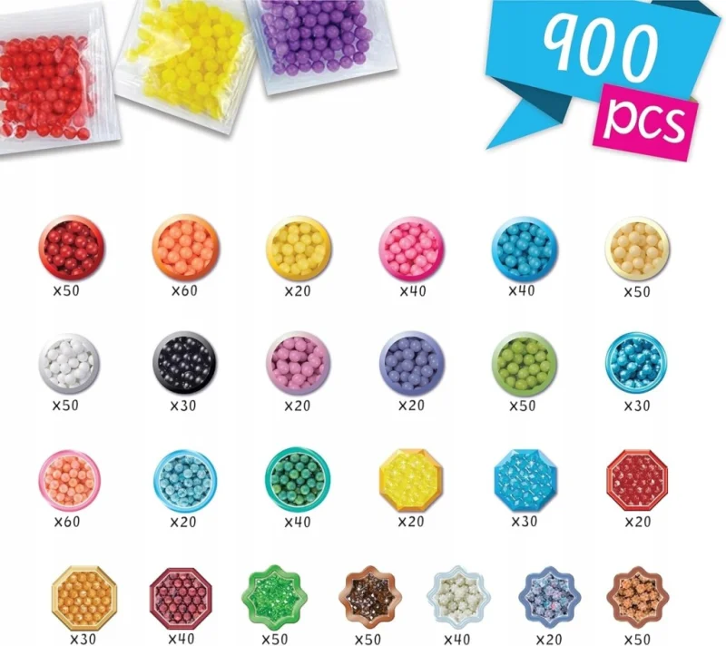 AQUABEADS ZESTAW KREATYWNY 900 KORALIKÓW + WALIZKA KORALIKI NA WODĘ LEW