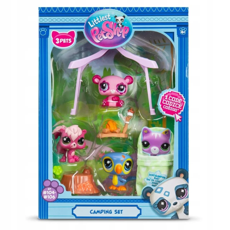 LITTLEST PET SHOP ZESTAW CAMPING 3 FIGURKI + AKCESORIA OGNISKO ŚPIWOREK