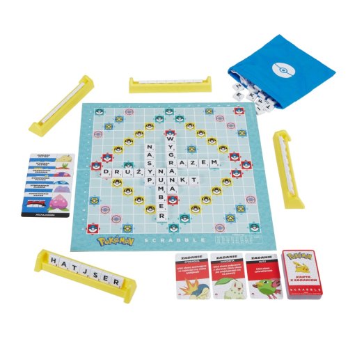 MATTEL SCRABBLE POKÉMON GRA PLANSZOWA RODZINNA TOWARZYSKA ORYGINAŁ 2W1 PL