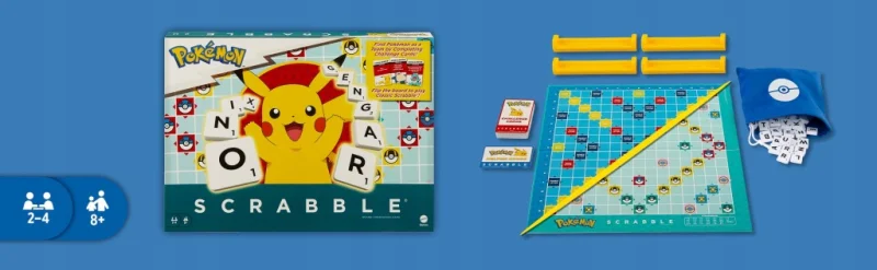 MATTEL SCRABBLE POKÉMON GRA PLANSZOWA RODZINNA TOWARZYSKA ORYGINAŁ 2W1 PL