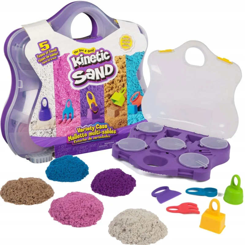 KINETIC SAND PIASEK KINETYCZNY PIASKOLINA FOREMKI 5 KOLORÓW DUŻA WALIZKA