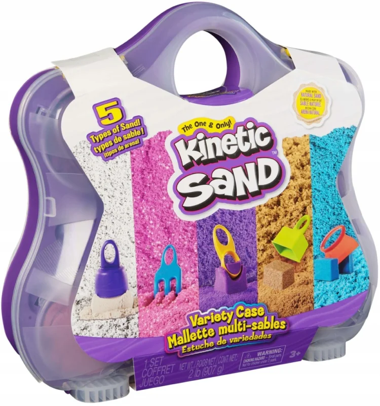 KINETIC SAND PIASEK KINETYCZNY PIASKOLINA FOREMKI 5 KOLORÓW DUŻA WALIZKA