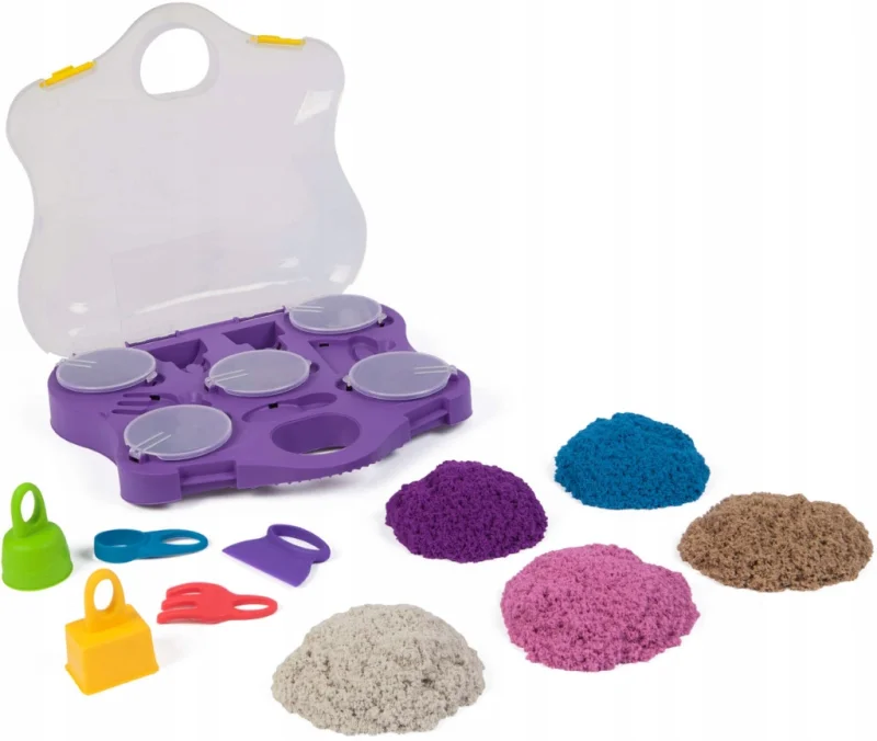 KINETIC SAND PIASEK KINETYCZNY PIASKOLINA FOREMKI 5 KOLORÓW DUŻA WALIZKA