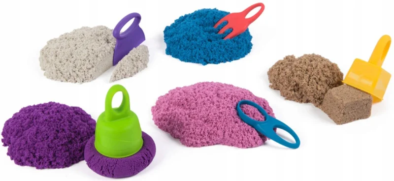 KINETIC SAND PIASEK KINETYCZNY PIASKOLINA FOREMKI 5 KOLORÓW DUŻA WALIZKA
