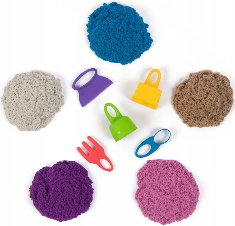 KINETIC SAND PIASEK KINETYCZNY PIASKOLINA FOREMKI 5 KOLORÓW DUŻA WALIZKA