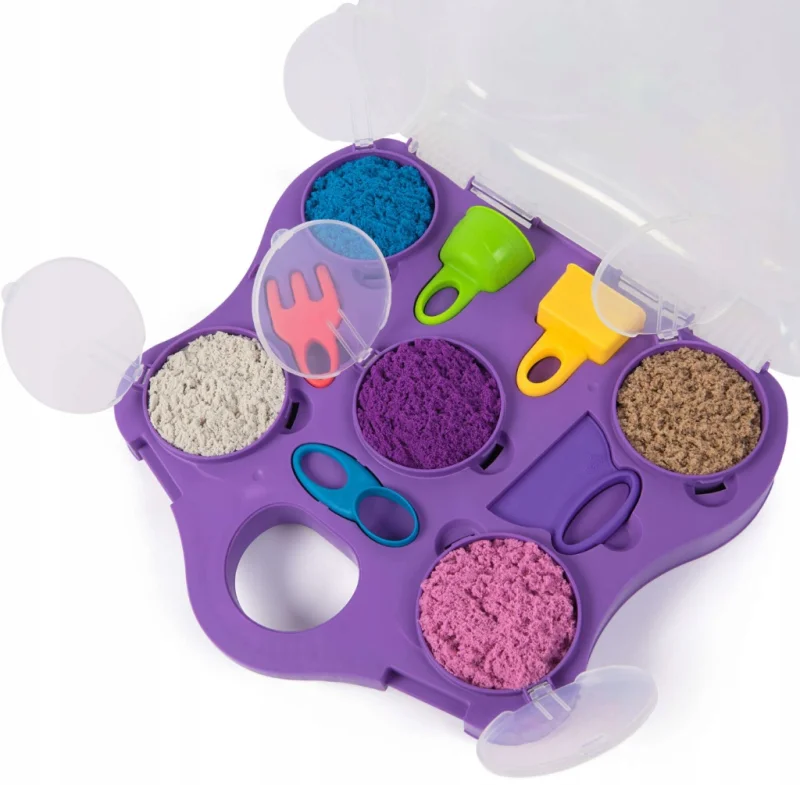 KINETIC SAND PIASEK KINETYCZNY PIASKOLINA FOREMKI 5 KOLORÓW DUŻA WALIZKA