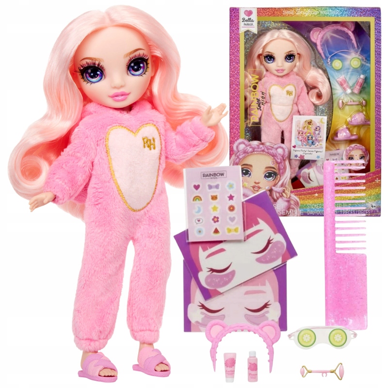 RAINBOW HIGH JUNIOR PJ ZESTAW PIŻAMA PARTY FASHION LALKA BELLA PARKER 30 cm