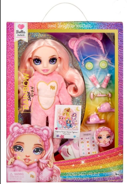 RAINBOW HIGH JUNIOR PJ ZESTAW PIŻAMA PARTY FASHION LALKA BELLA PARKER 30 cm