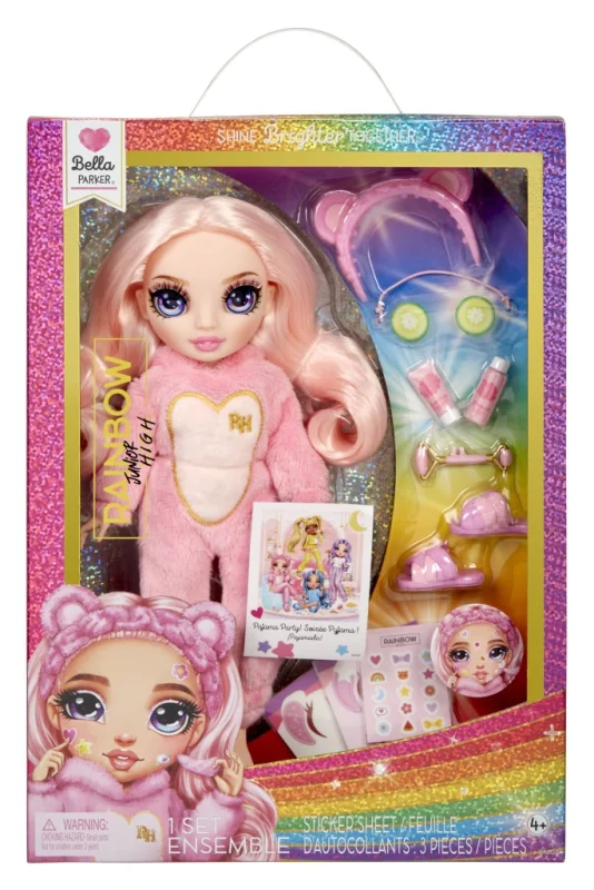 RAINBOW HIGH JUNIOR PJ ZESTAW PIŻAMA PARTY FASHION LALKA BELLA PARKER 30 cm