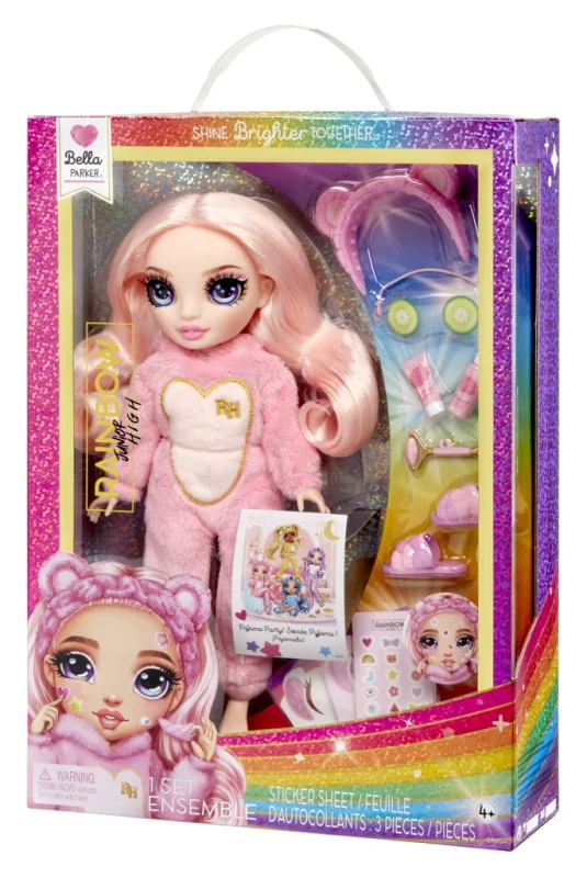RAINBOW HIGH JUNIOR PJ ZESTAW PIŻAMA PARTY FASHION LALKA BELLA PARKER 30 cm