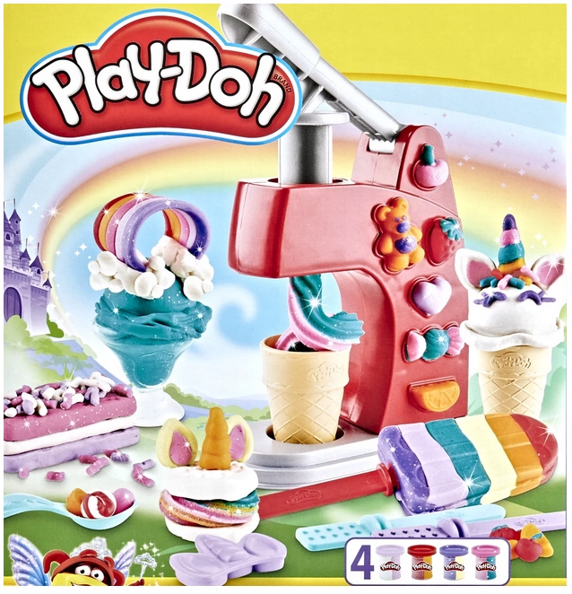 PLAY DOH CIASTOLINA MAGICZNA LODZIARNIA JEDNOROŻCA 4 TUBY TĘCZOWE LODY