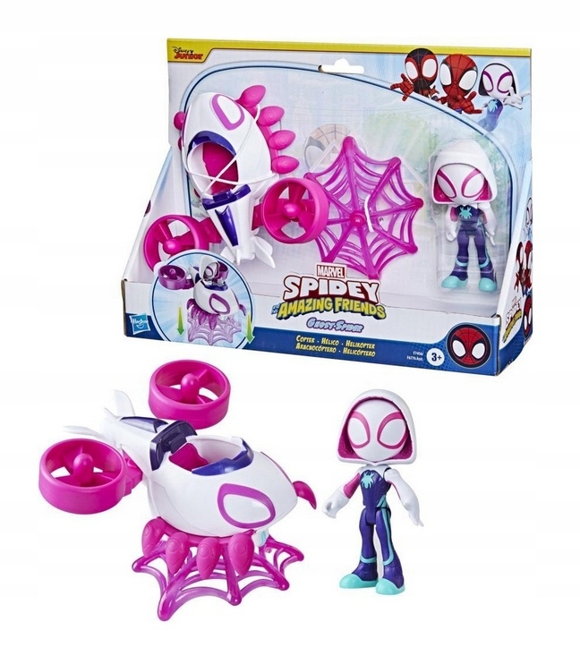 HASBRO ZESTAW SPIDEY Amazing Friends GHOST SPIDER HELIKOPTER FIGURKA POJAZD