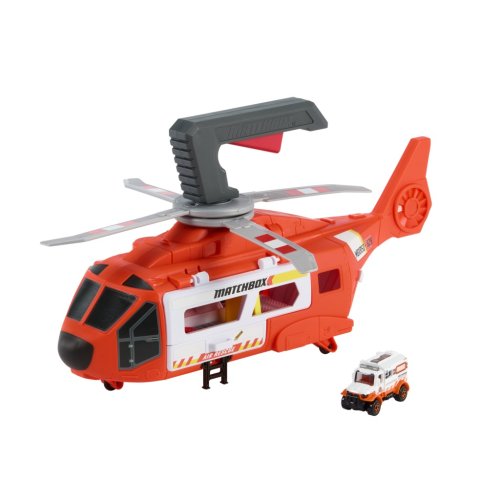 MATCHBOX HELIKOPTER RATUNKOWY WCIĄGARKA RUCHOME ŚMIGŁO + AMBULANS 2w1HXM74