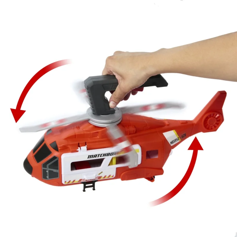 MATCHBOX HELIKOPTER RATUNKOWY WCIĄGARKA RUCHOME ŚMIGŁO + AMBULANS 2w1HXM74