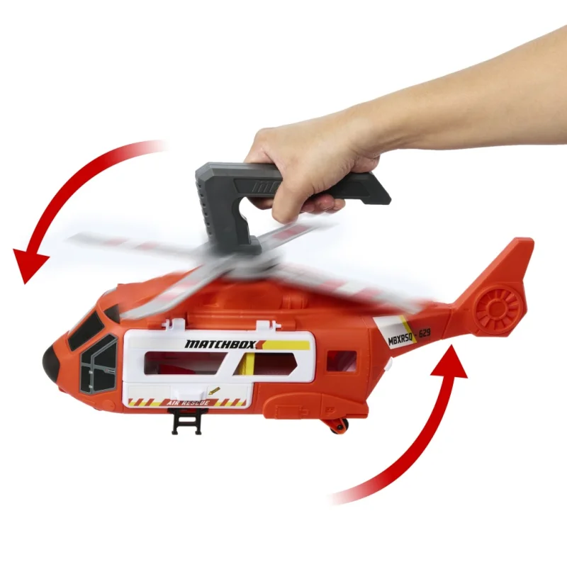 MATCHBOX HELIKOPTER RATUNKOWY WCIĄGARKA RUCHOME ŚMIGŁO + AMBULANS 2w1HXM74