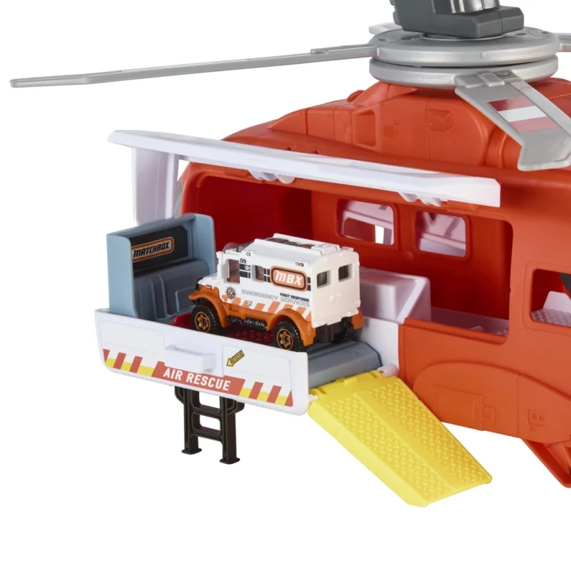 MATCHBOX HELIKOPTER RATUNKOWY WCIĄGARKA RUCHOME ŚMIGŁO + AMBULANS 2w1HXM74