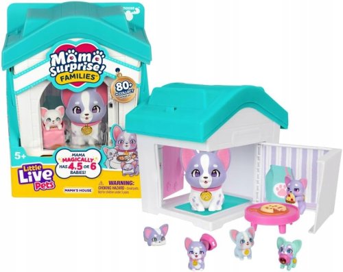 Little Live Pets Mama Surprise! Domek pieski biało niebieski