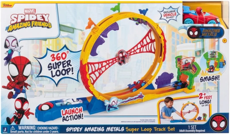 SPIDEY I SUPER KUMPLE TOR SAMOCHODOWY WYRZUTNIA PĘTLA SPIDER MAN SUPER LOOP