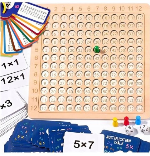 TABLICZKA MNOŻENIA MATEMATYKA GRA PLANSZOWA DO NAUKI LICZENIA EDUKACJA 2w1