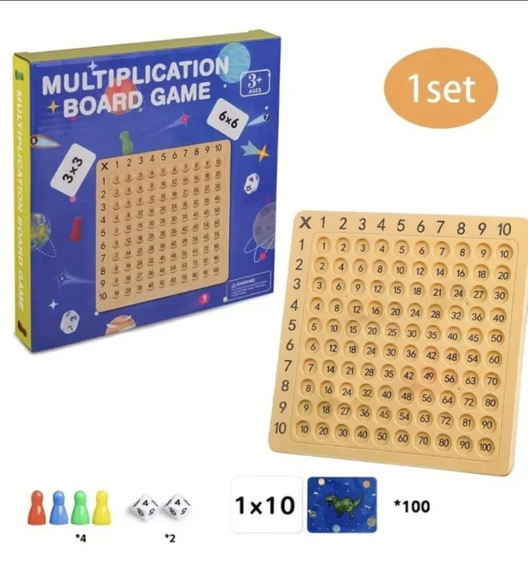 TABLICZKA MNOŻENIA MATEMATYKA GRA PLANSZOWA DO NAUKI LICZENIA EDUKACJA 2w1
