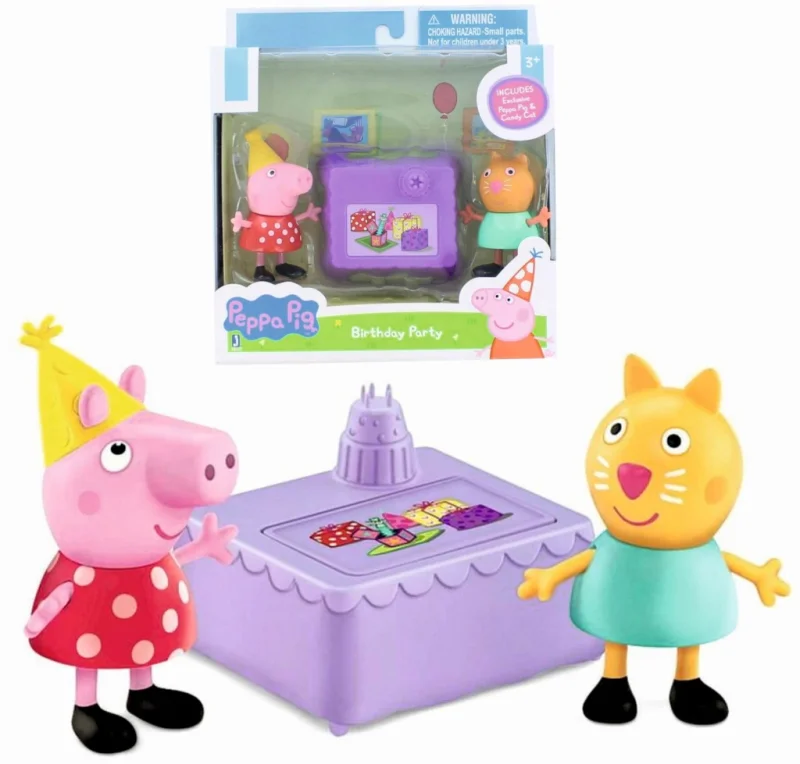 ŚWINKA PEPPA + KOT CANDY ZESTAW 2 Figurek 6cm IMPREZA URODZINOWA AKCESORIA