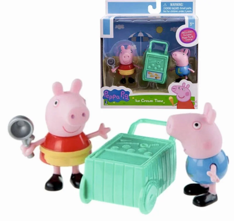 ŚWINKA PEPPA + GEORGE ZESTAW 2 Figurek 6cm CZAS NA LODY AKCESORIA