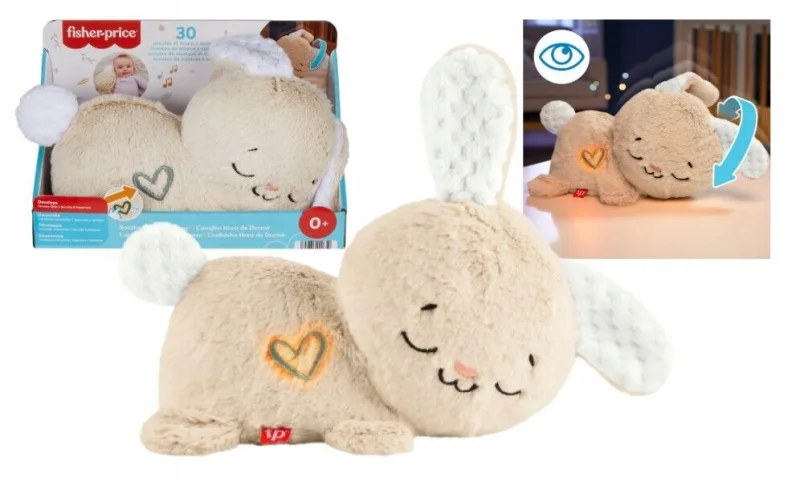 Fisher Price Śpiący Króliczek Przytulanka ODDYCHAJĄCA dla niemowląt Świeci