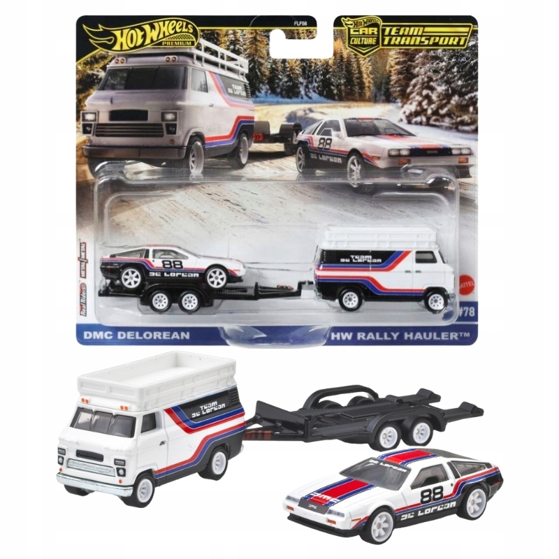 HOT WHEELS TEAM TEANSPORT #78 JBM35 DMC DELOREAN / HW RALLY HAULER