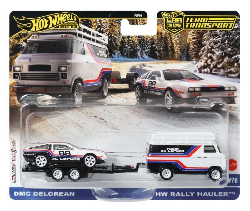 HOT WHEELS TEAM TEANSPORT #78 JBM35 DMC DELOREAN / HW RALLY HAULER