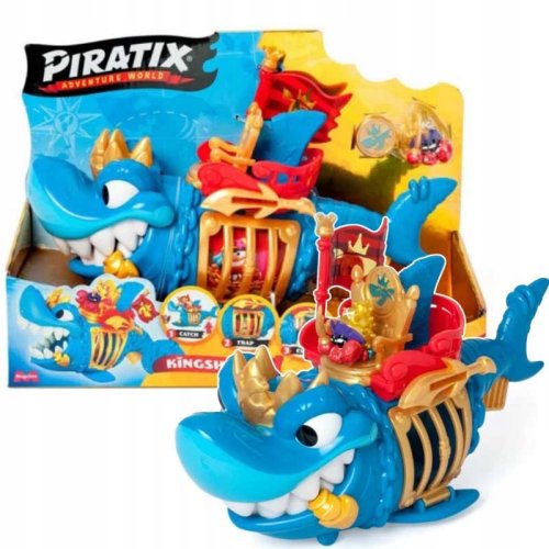 PIRATIX GOLDEN TREASURE KING SHARK KAPITAN FIGURKI OKRĘT PIRACKI DUŻY REKIN