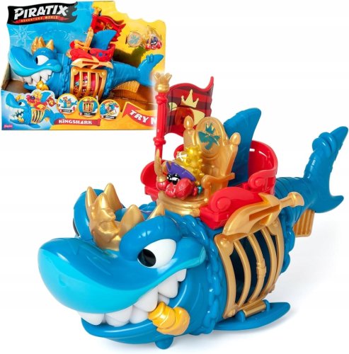 PIRATIX GOLDEN TREASURE KING SHARK KAPITAN FIGURKI OKRĘT PIRACKI DUŻY REKIN