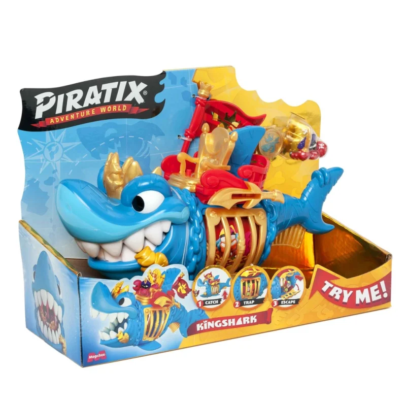 PIRATIX GOLDEN TREASURE KING SHARK KAPITAN FIGURKI OKRĘT PIRACKI DUŻY REKIN