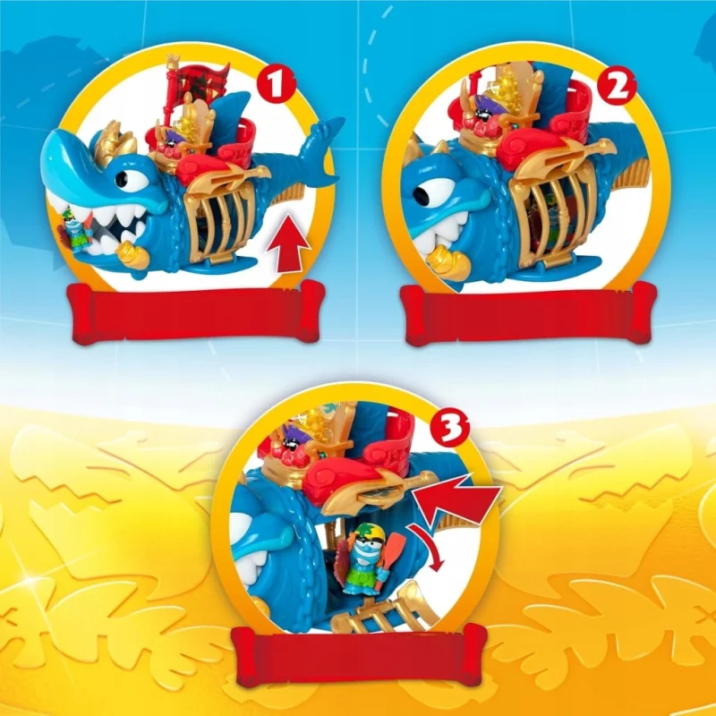 PIRATIX GOLDEN TREASURE KING SHARK KAPITAN FIGURKI OKRĘT PIRACKI DUŻY REKIN