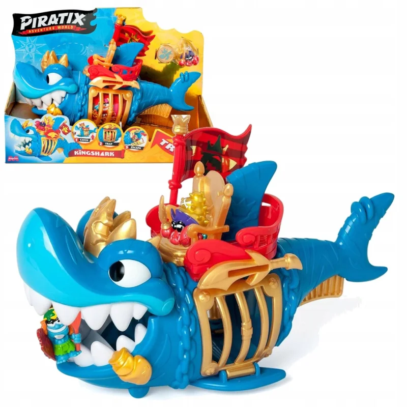 PIRATIX GOLDEN TREASURE KING SHARK KAPITAN FIGURKI OKRĘT PIRACKI DUŻY REKIN