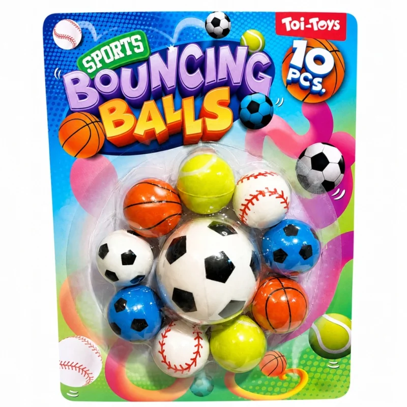 PIŁECZKI KAUCZUKOWE SKACZĄCE PIŁKARSKIE SPORTOWE 10 SZT PIŁKI TOI-TOYS