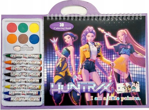 KOLOROWANKA KPOP DEMON HUNTRIX ŁOWYCZNIE DEMONÓW + KREDKI + FARBKI