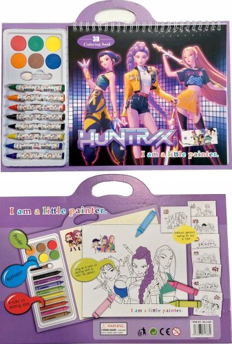 KOLOROWANKA KPOP DEMON HUNTRIX ŁOWYCZNIE DEMONÓW + KREDKI + FARBKI