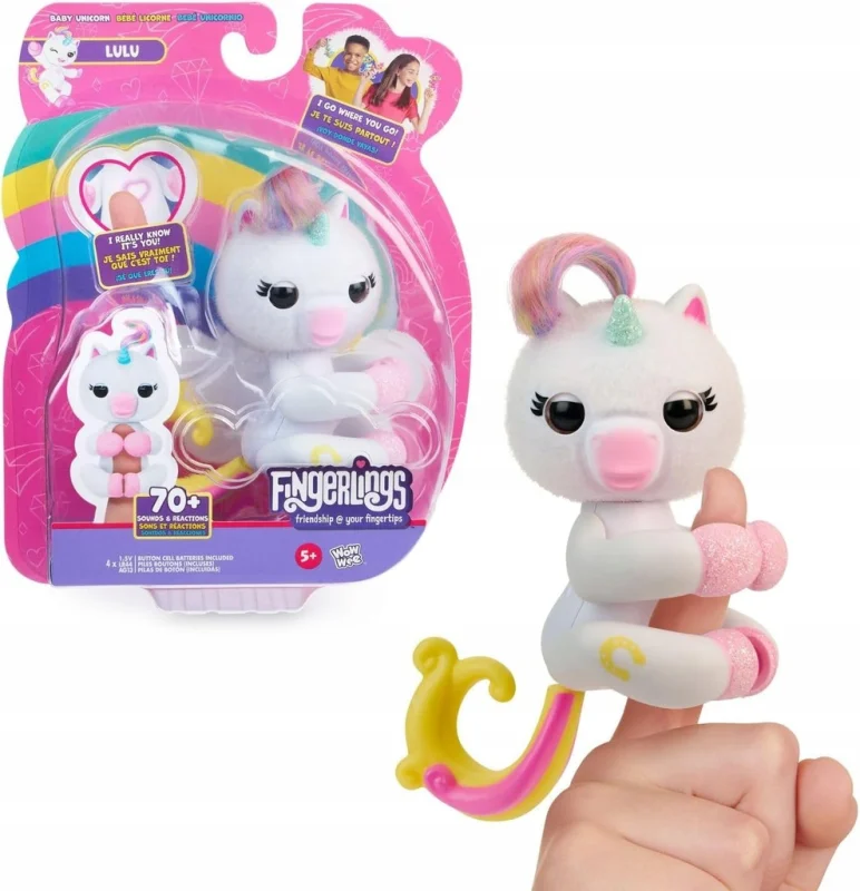 FINGERLINGS UNICORN INTERAKTYWNA MAŁPKA NA PALEC 70 dźwięków PORUSZA SIĘ