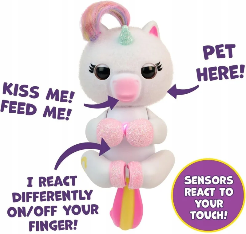 FINGERLINGS UNICORN INTERAKTYWNA MAŁPKA NA PALEC 70 dźwięków PORUSZA SIĘ